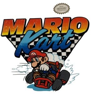 Super Mario Kart Shirt Mens Large White Team Driver Graphic Video Game Nintendo